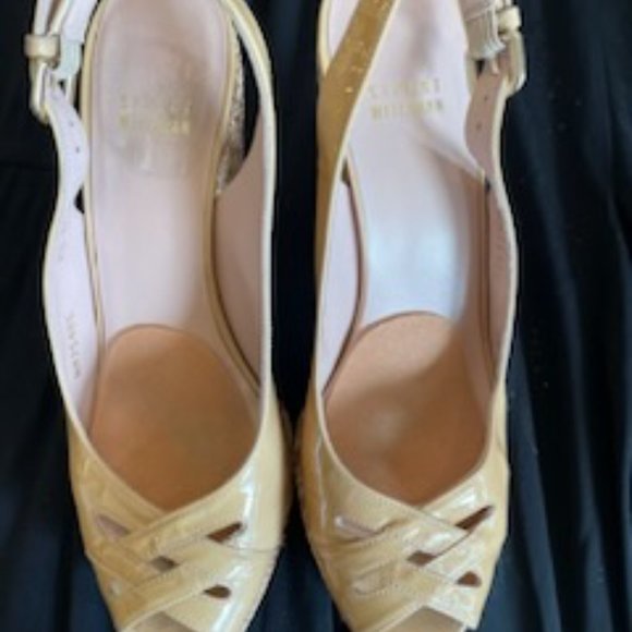 Stuart Weitzman Cream Tan Patent Leather Wedge - Size 7.5 - Picture 7 of 12